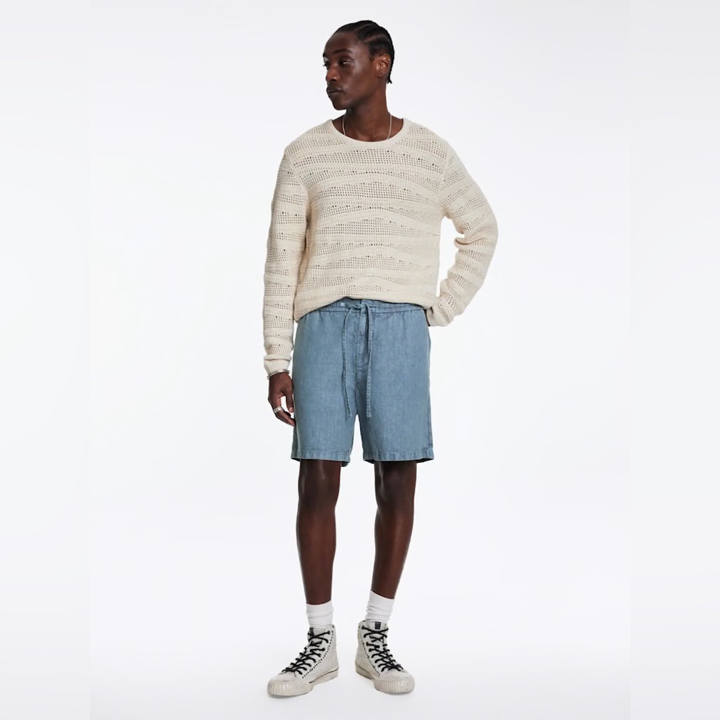 168 Nwt Brand New John Varvatos Linen Blend Drawstring Shorts